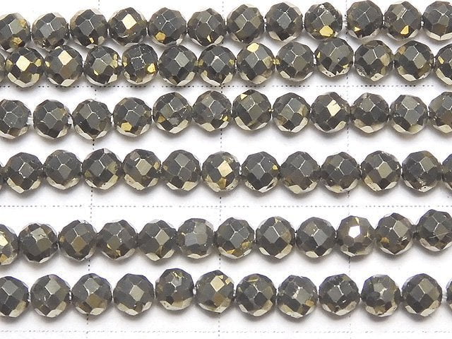 [Video] High Quality! 2pcs $8.79! Golden Pyrite AAA Faceted Round 3mm 1strand beads (aprx.15inch / 36cm)