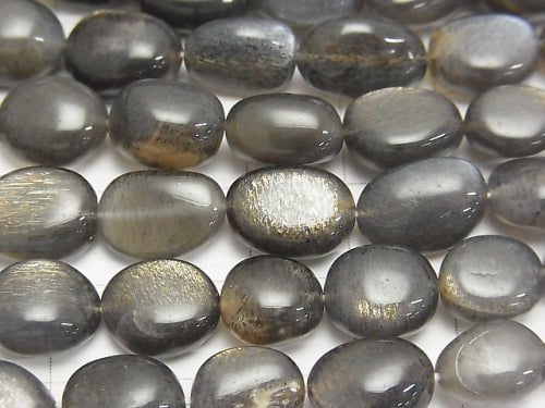 High Quality Silver Gold Sheen Moonstone AAA-Oval-Nugget [Size M] half or 1strand beads (aprx.15inch / 37cm)