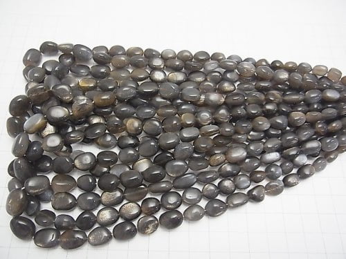 High Quality Silver Gold Sheen Moonstone AAA-Oval-Nugget [Size M] half or 1strand beads (aprx.15inch / 37cm)