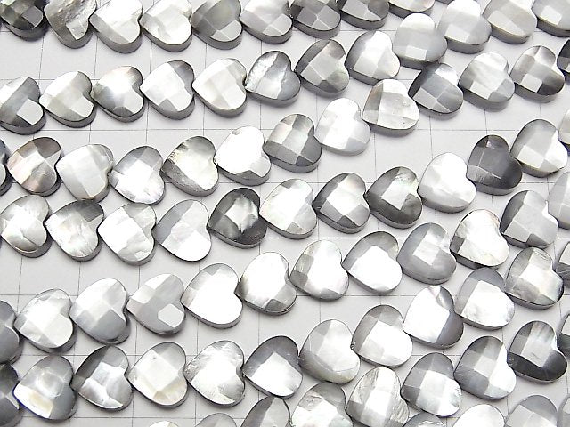 [Video] Black Shell (Black-lip Oyster) Vertical Hole Heart cut 10x10x5mm half or 1strand beads (aprx.15inch / 38cm)