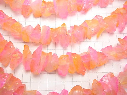 [Video] 1strand $11.79! Crystal Rough Rock Nugget Metallic Coating Yellow & Pink 1strand beads (aprx.15inch / 36cm)