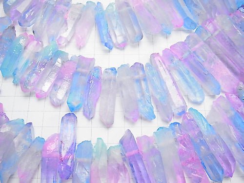 [Video] Crystal Natural Point Cut Metallic Coating Light Blue & Pink 1strand beads (aprx.15inch/38cm)