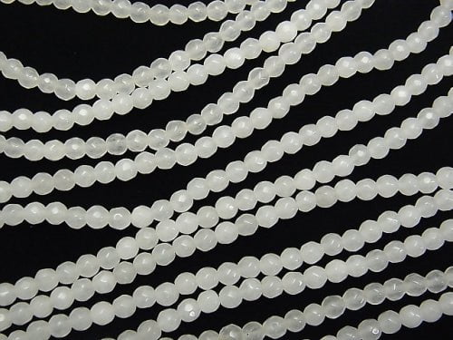 1strand $6.79! White Jade 32 Faceted Round 4mm 1strand beads (aprx.15inch / 38cm)