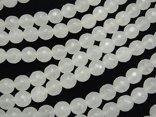 1strand $8.79! White Jade 64 Faceted Round 8mm 1strand beads (aprx.15inch / 38cm)