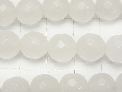 1strand $9.79! White Jade 64 Faceted Round 10mm 1strand beads (aprx.15inch / 36cm)