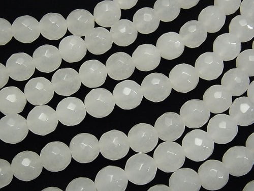 1strand $9.79! White Jade 64 Faceted Round 10mm 1strand beads (aprx.15inch / 36cm)