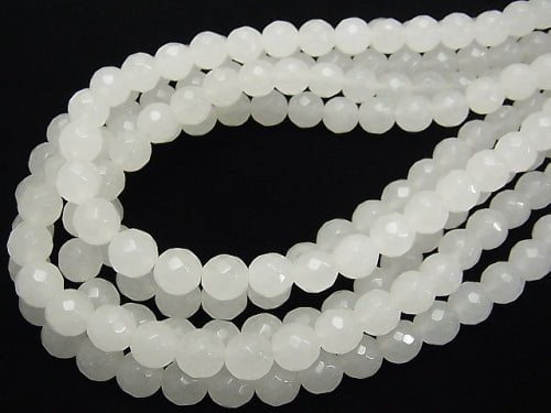 1strand $9.79! White Jade 64 Faceted Round 10mm 1strand beads (aprx.15inch / 36cm)