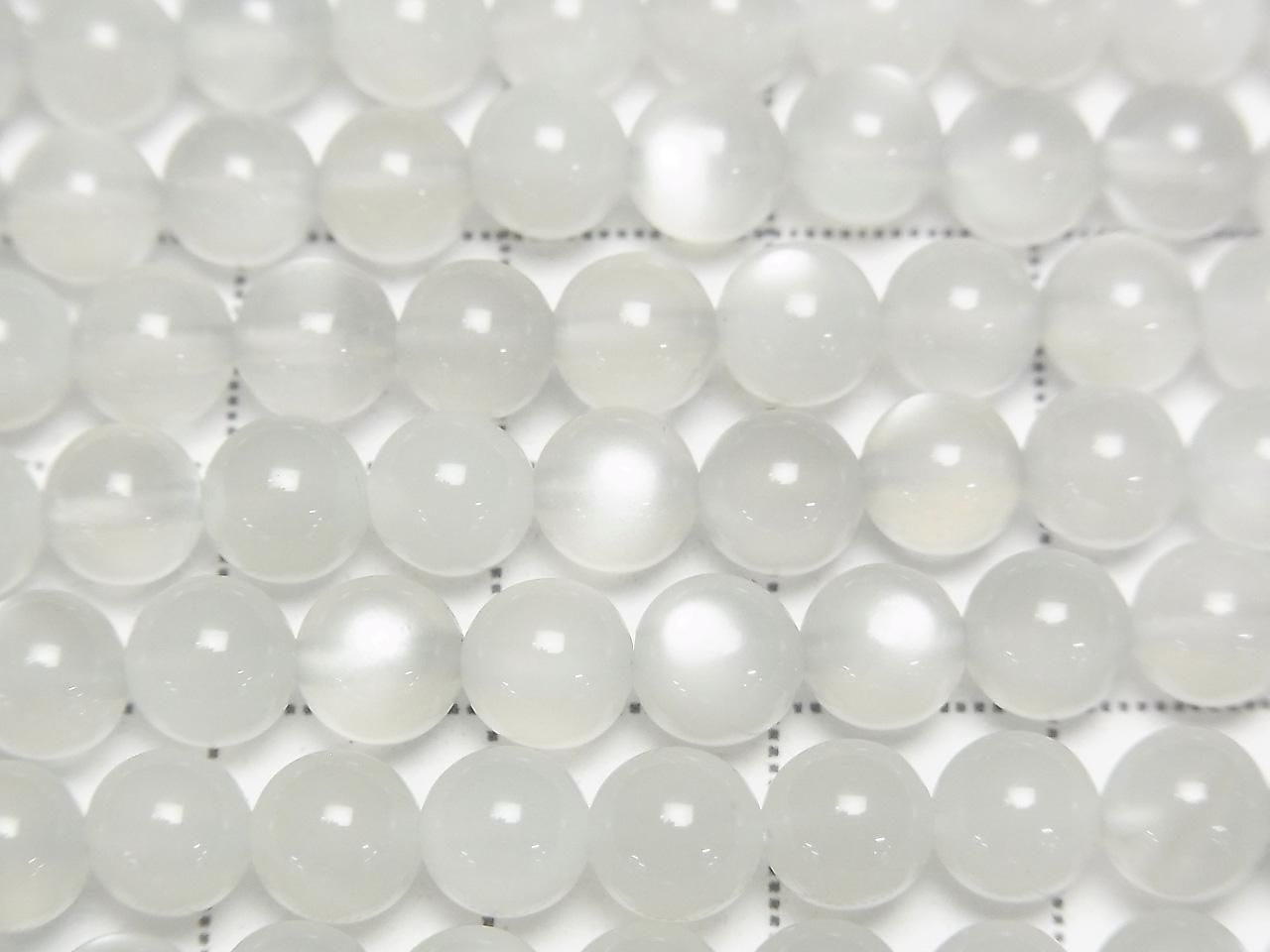Pierres de lune de haute qualité, gris-blanc, AAA, rondes, 6 mm, perles à demi-fil ou 1 fil (env. 15 pouces / 38 cm)