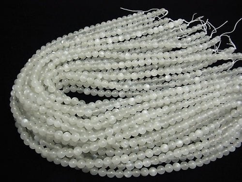 [Video] High Quality White-Light Gray Moonstone AAA Round 6mm half or 1strand beads (aprx.15inch / 38cm)