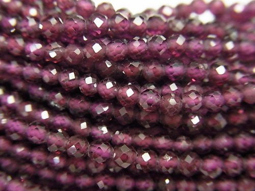 Faceted Round, Garnet Gemstone Beads