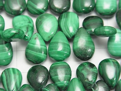 [Video] Malachite AA++ Pear shape (Smooth)  half or 1strand beads (aprx.7inch/18cm)