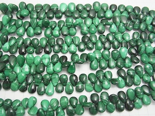 [Video] Malachite AA++ Pear shape (Smooth)  half or 1strand beads (aprx.7inch/18cm)