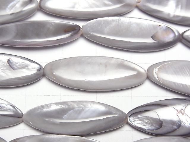 [Video] Gray color Shell Marquise 30x10x4mm 1strand beads (aprx.13inch/33cm)