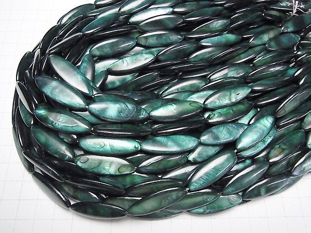 [Video] Green color Shell Marquise 30x10x4mm 1strand beads (aprx.13inch/33cm)