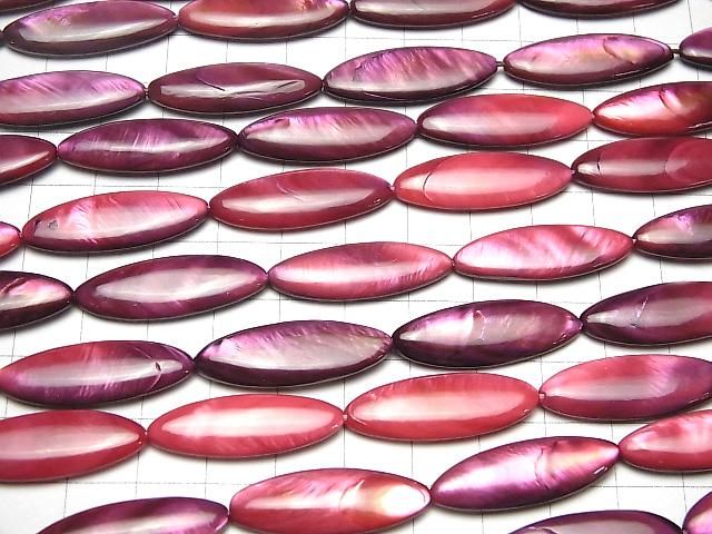[Video] Red-Purple Shell Marquise 30x10x4mm 1-strand beads (approx. 14inch/34cm)
