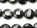 Onyx  Faceted Coin 10x10x5mm half or 1strand beads (aprx.15inch/36cm)