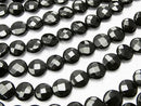 Onyx  Faceted Coin 10x10x5mm half or 1strand beads (aprx.15inch/36cm)