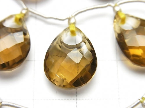 1strand $44.99! High Quality Beer Crystal Quartz AAA Donut Faceted Pear Shape 1strand (7pcs)