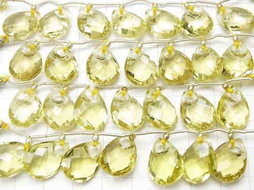 1strand $44.99! High Quality Lemon Quartz AAA Donut Faceted Pear Shape 1strand (7pcs)