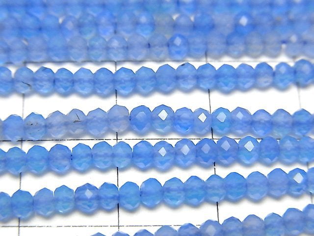 [Video] 1strand $8.79! Blue Agate Faceted Button Roundel 3x3x2mm 1strand beads (aprx.14inch / 35cm)