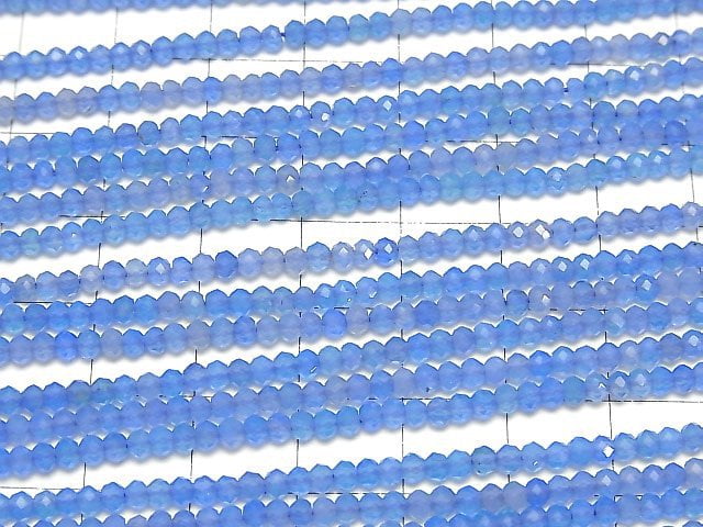 [Video] 1strand $8.79! Blue Agate Faceted Button Rondelle 3x3x2mm 1strand beads (aprx.14inch / 35cm)