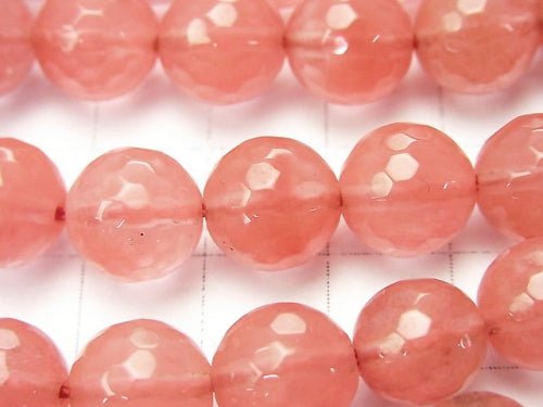 Cherry Quartz Glass  128Faceted Round 10mm 1strand beads (aprx.15inch/36cm)