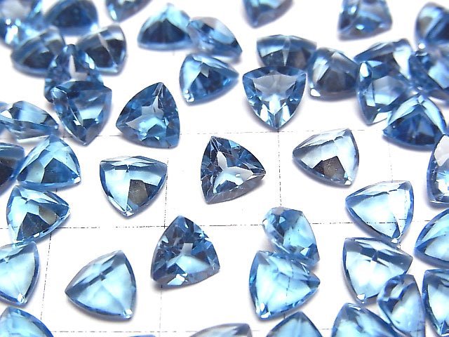 [Video] High Quality London Blue Topaz AAA Undrilled Triangle Faceted 6x6mm 5pcs