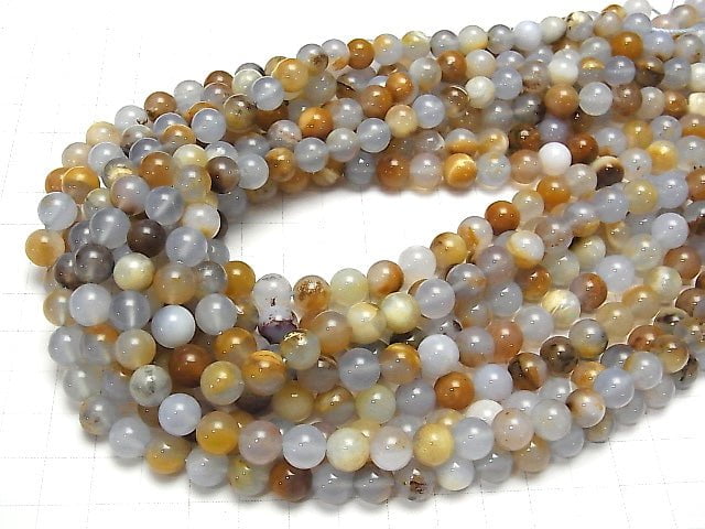 Argentine Blue Chalcedony AA Base Rock included Round 8mm half or 1strand beads (aprx.15inch / 37cm)