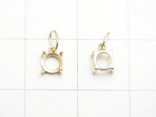 [Video][Japan][K10 Yellow Gold]Pendant Frame (Prong Setting) Round Cabochon 4mm 1pc