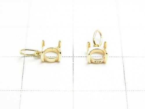 [Video][Japan][K10 Yellow Gold]Pendant Frame (Prong Setting) Round Cabochon 4mm 1pc