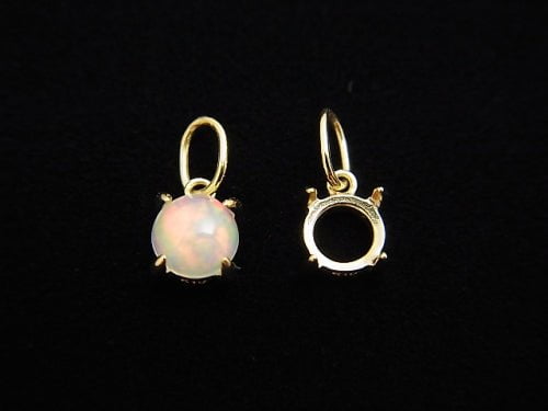 [Video][Japan][K10 Yellow Gold]Pendant Frame (Prong Setting) Round Cabochon 4mm 1pc