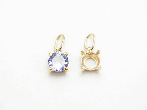 [Video][Japan][K10 Yellow Gold]Pendant Frame (Prong Setting) Round Faceted 4mm 1pc
