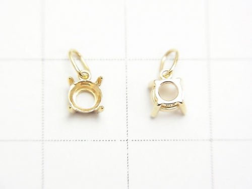 [Video][Japan][K10 Yellow Gold]Pendant Frame (Prong Setting) Round Faceted 4mm 1pc