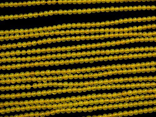 1strand $4.79! Yellow Color Chalcedony Round 2mm 1strand beads (aprx.15inch / 38cm)