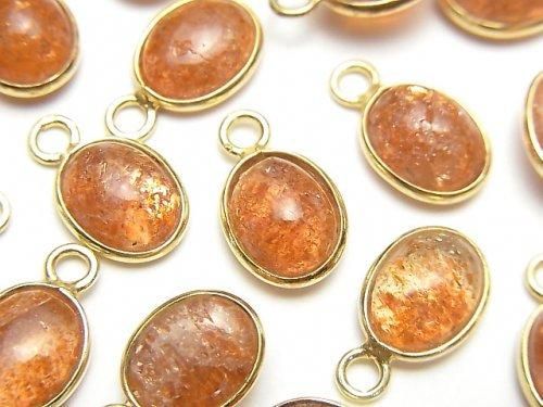 [Video]High Quality Sunstone AAA Bezel Setting Oval 10x8mm [One Side] 18KGP 5pcs