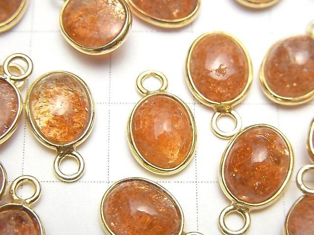 [Video]High Quality Sunstone AAA Bezel Setting Oval 10x8mm [One Side] 18KGP 5pcs
