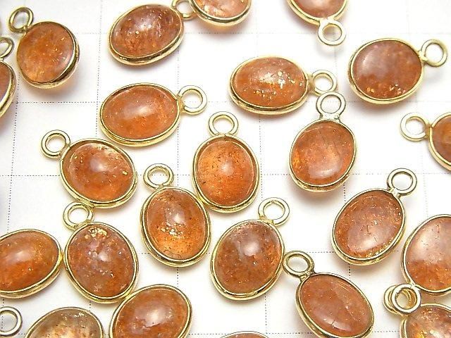 [Video]High Quality Sunstone AAA Bezel Setting Oval 10x8mm [One Side] 18KGP 5pcs
