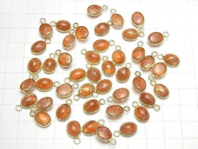 [Video]High Quality Sunstone AAA Bezel Setting Oval 10x8mm [One Side] 18KGP 5pcs