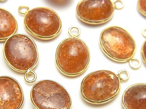 Bezel Setting, Oval, Sunstone Gemstone Beads