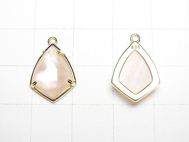 [Video] Pink Shell x Crystal AAA Bezel Setting Faceted Marquise 16x12mm 18KGP 1pc