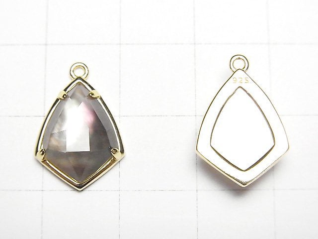 [Video] Black Shell x Crystal AAA Bezel Setting Faceted Marquise 16x12mm 18KGP 1pc