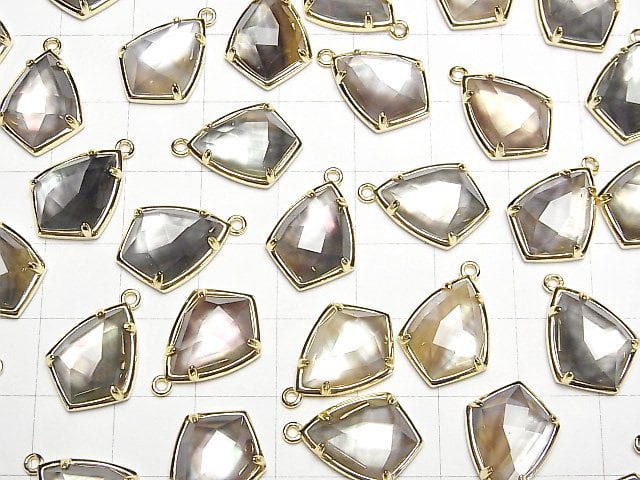 [Video] Black Shell x Crystal AAA Bezel Setting Faceted Marquise 16x12mm 18KGP 1pc