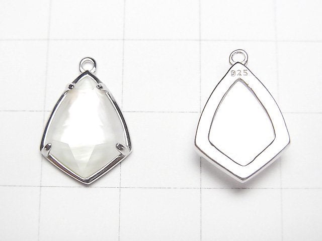 [Video] White Shell x Crystal AAA Bezel Setting Faceted Marquise 16x12mm Silver925 1pc