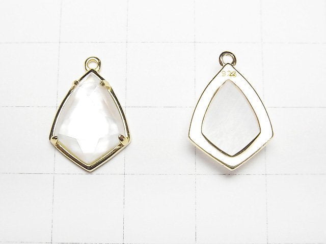 [Video] White Shell x Crystal AAA Bezel Setting Faceted Marquise 16x12mm 18KGP 1pc