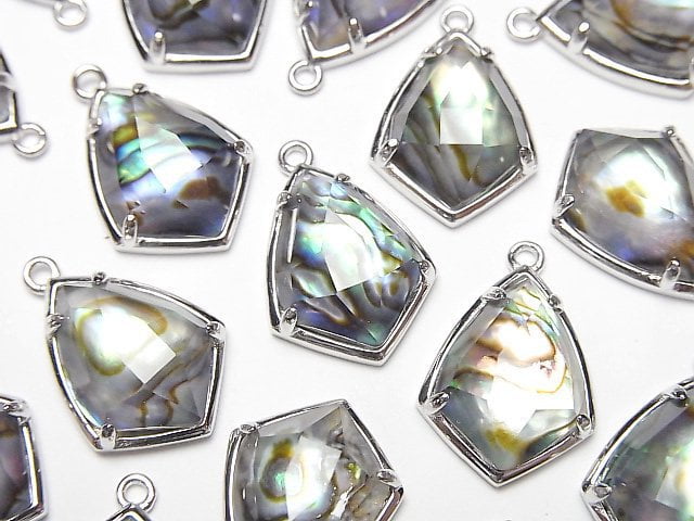 [Video] Abalone Shell x Crystal AAA Bezel Setting Faceted Marquise 15x12mm Silver925 1pc