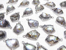 [Video] Abalone Shell x Crystal AAA Bezel Setting Faceted Marquise 15x12mm Silver925 1pc