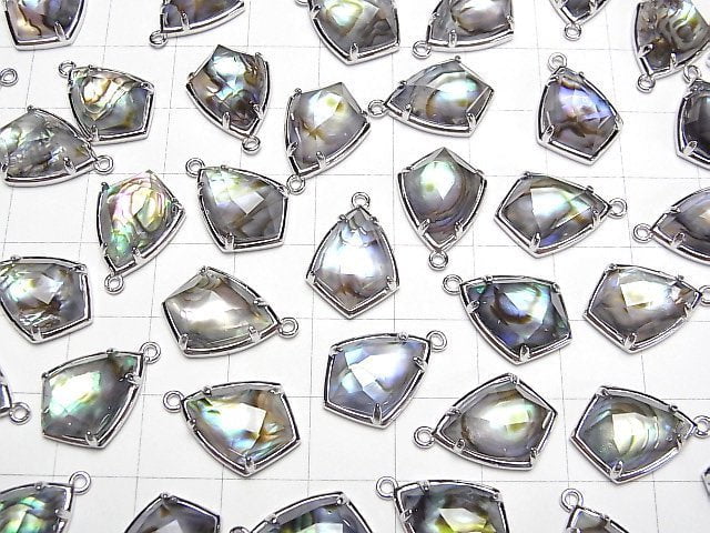 [Video] Abalone Shell x Crystal AAA Bezel Setting Faceted Marquise 15x12mm Silver925 1pc