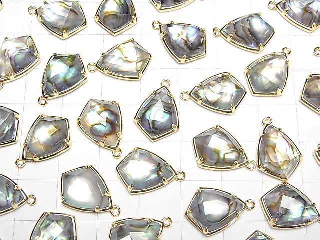[Video] Abalone Shell x Crystal AAA Bezel Setting Faceted Marquise 16x12mm 18KGP 1pc