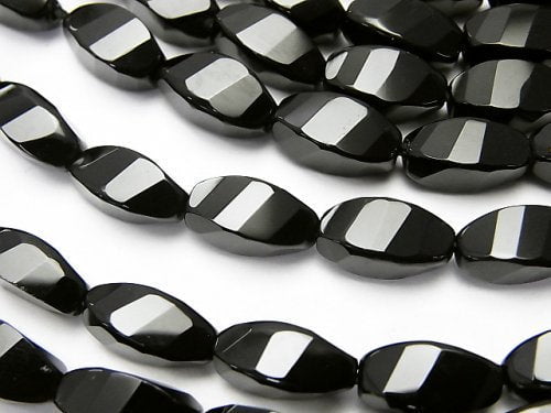 Onyx, Rice, Twist Gemstone Beads