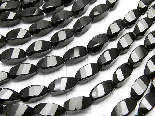 Onyx  Rice 4Faceted Twist xMultiple Facets 12x6x6mm half or 1strand beads (aprx.15inch/36cm)